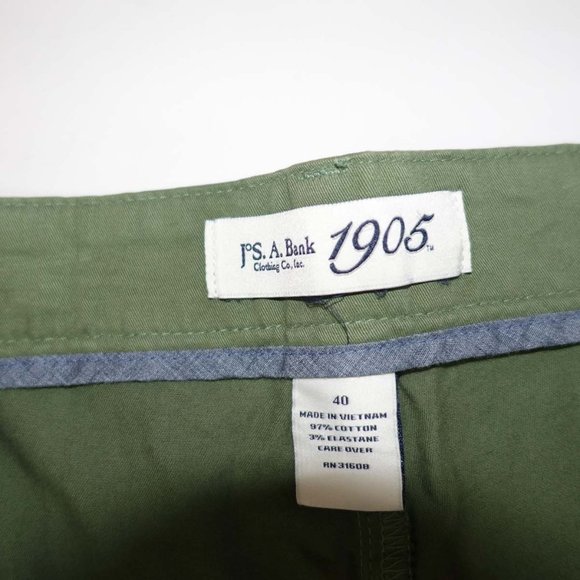 Jos. A. Bank Men's Tailored Fit Garment Dyed Shorts Size 40 NWT Green Flat Front - Picture 3 of 5